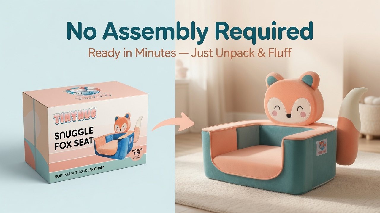 TinyHug no assembly required promotional banner